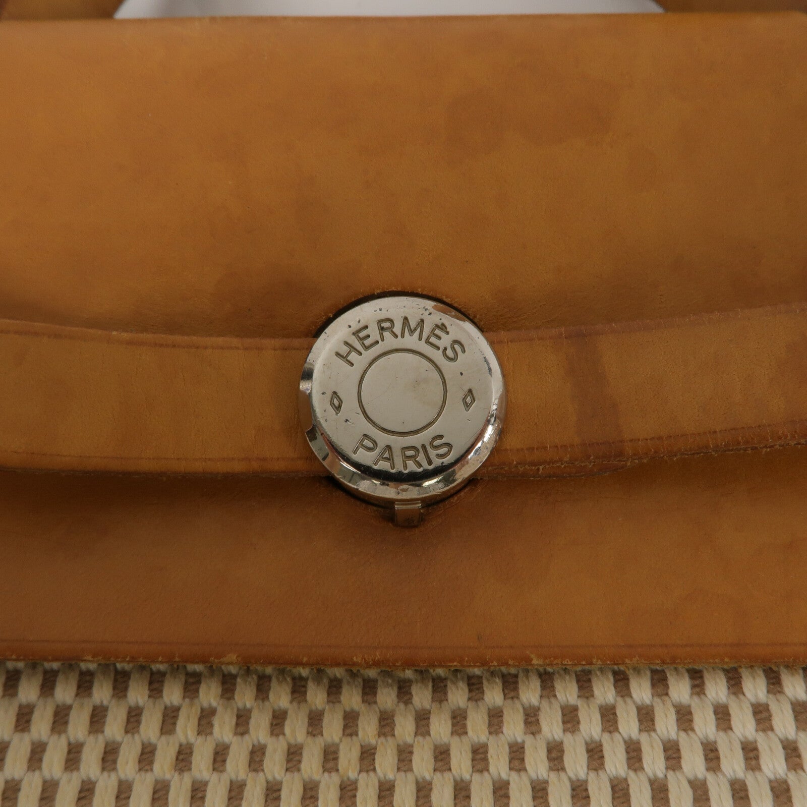 HERMES 帆布/Veau Hunter皮革Vintage Herbag Backpack背包Natural Sable