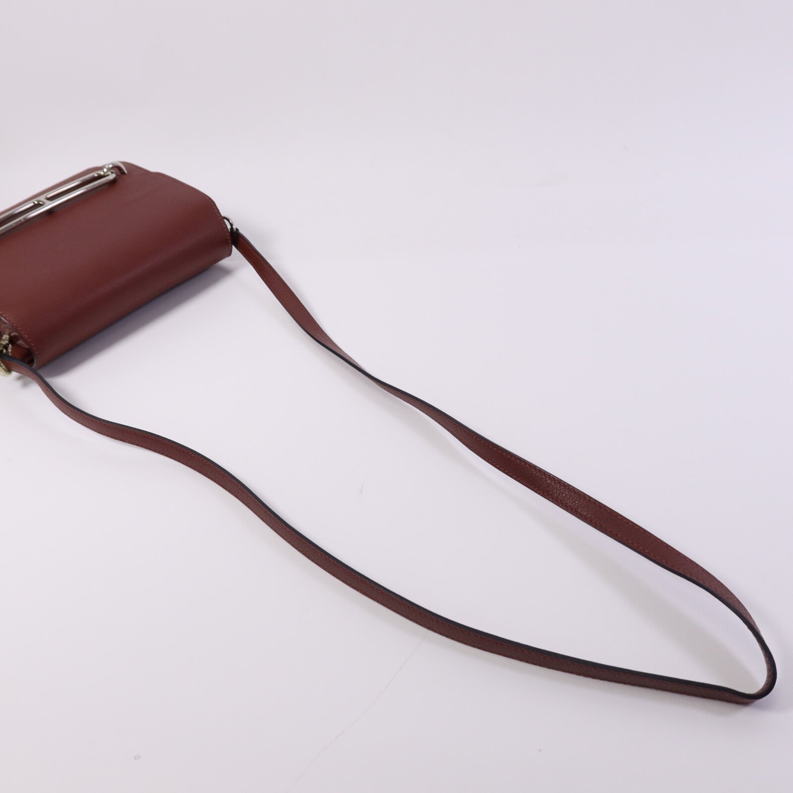 HERMES Evercolor/Chevre皮革Roulis Mini銀扣肩背袋Rouge H