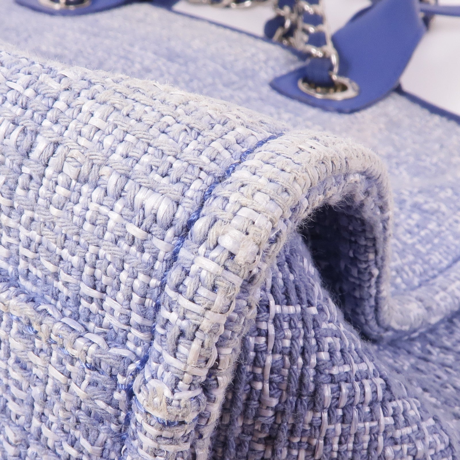 CHANEL 帆布Deauville Tote銀扣肩背袋