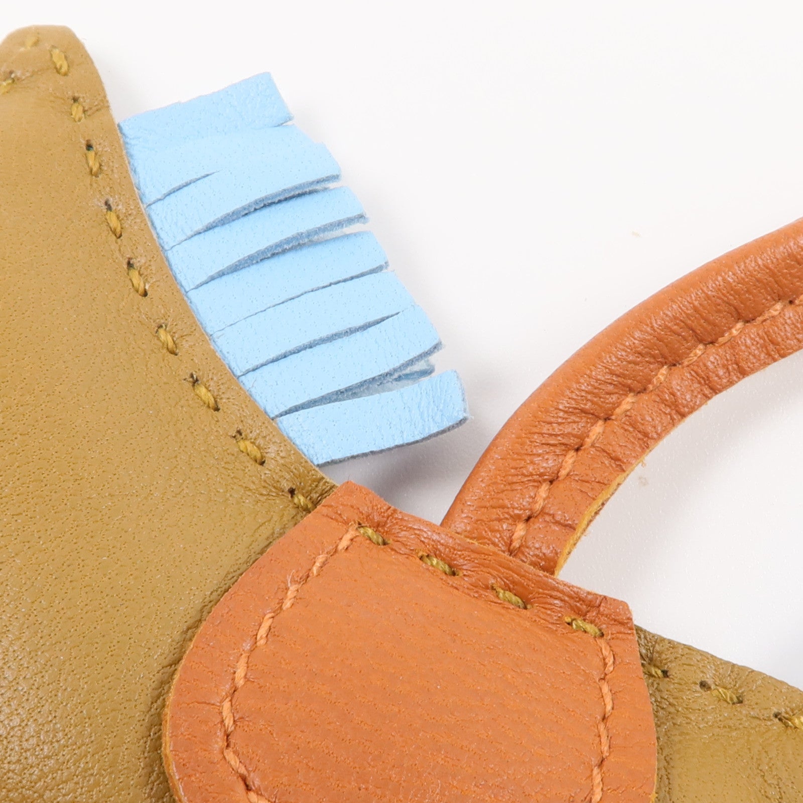 HERMES Milo皮革Rodeo PM掛飾Kraft/Celeste/Gold