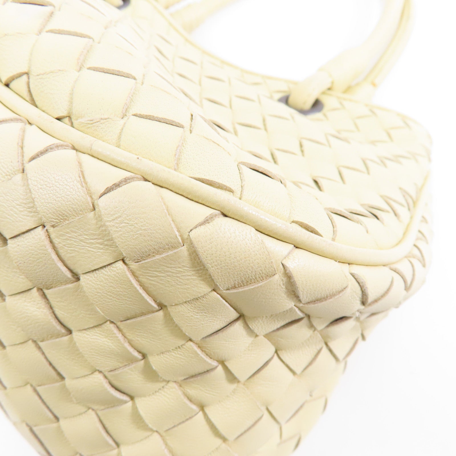 BOTTEGA VENETA 皮革Handbag銀扣手挽袋米色