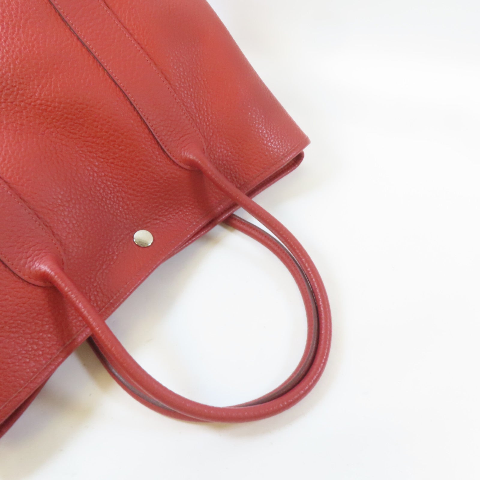 HERMES Clemence皮革Garden Party PM銀扣手挽袋橙色