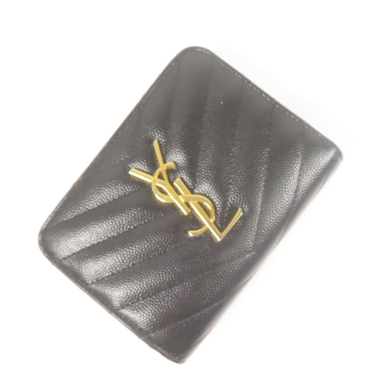 SAINT LAURENT YSL GHW Wallet Calfskin Leather Black