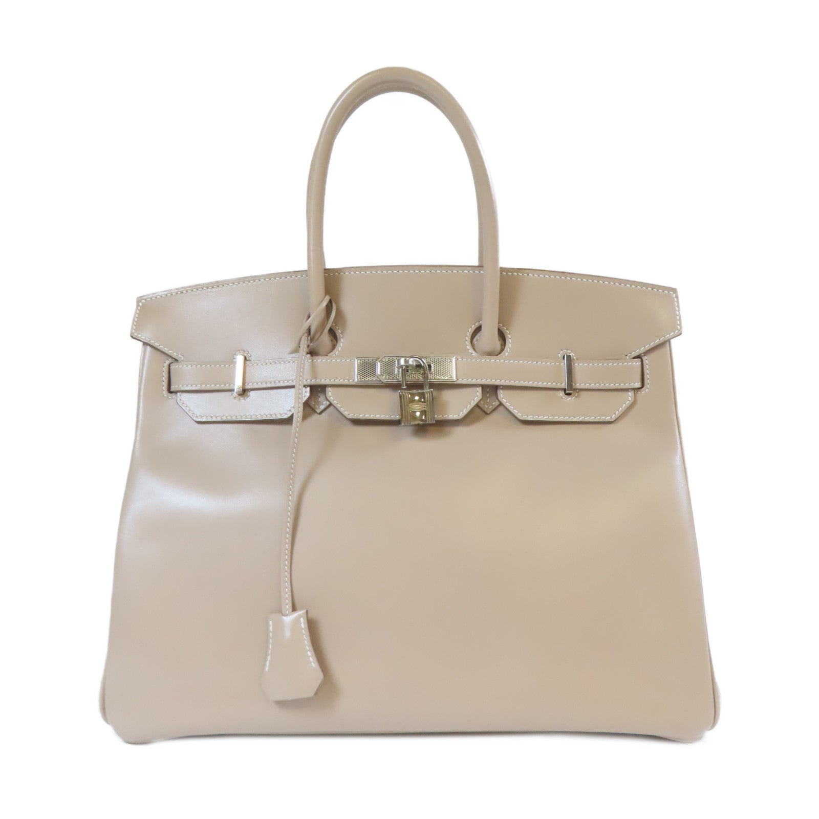 HERMES Swift皮革Birkin 35銀扣手挽袋米色