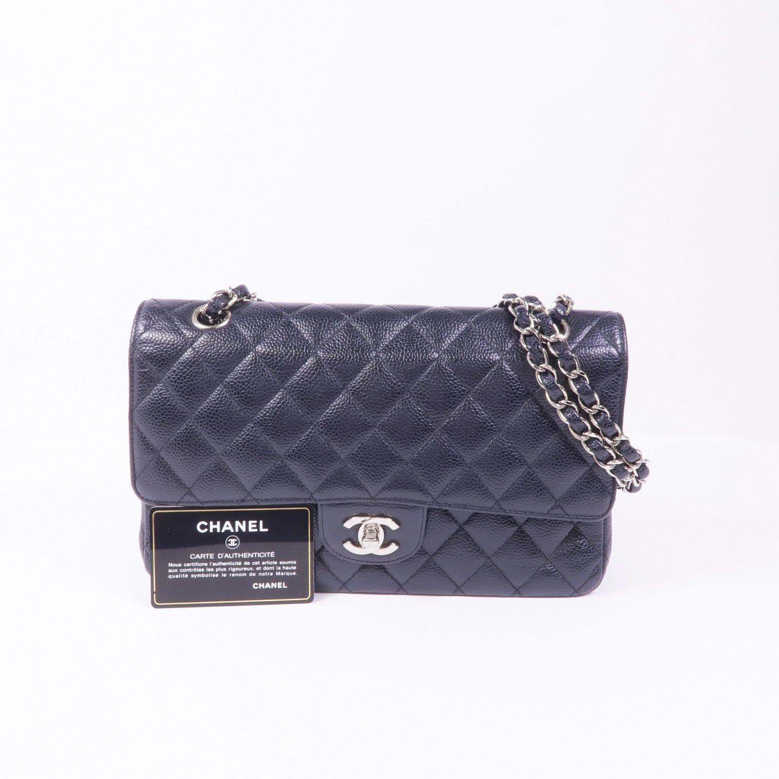 CHANEL 牛皮皮革Classic 25銀扣鏈帶肩背袋