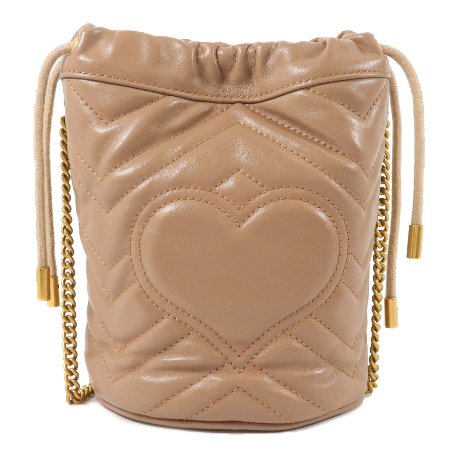 GUCCI 牛皮皮革GG Marmont Mini Bucket鏈帶肩背袋