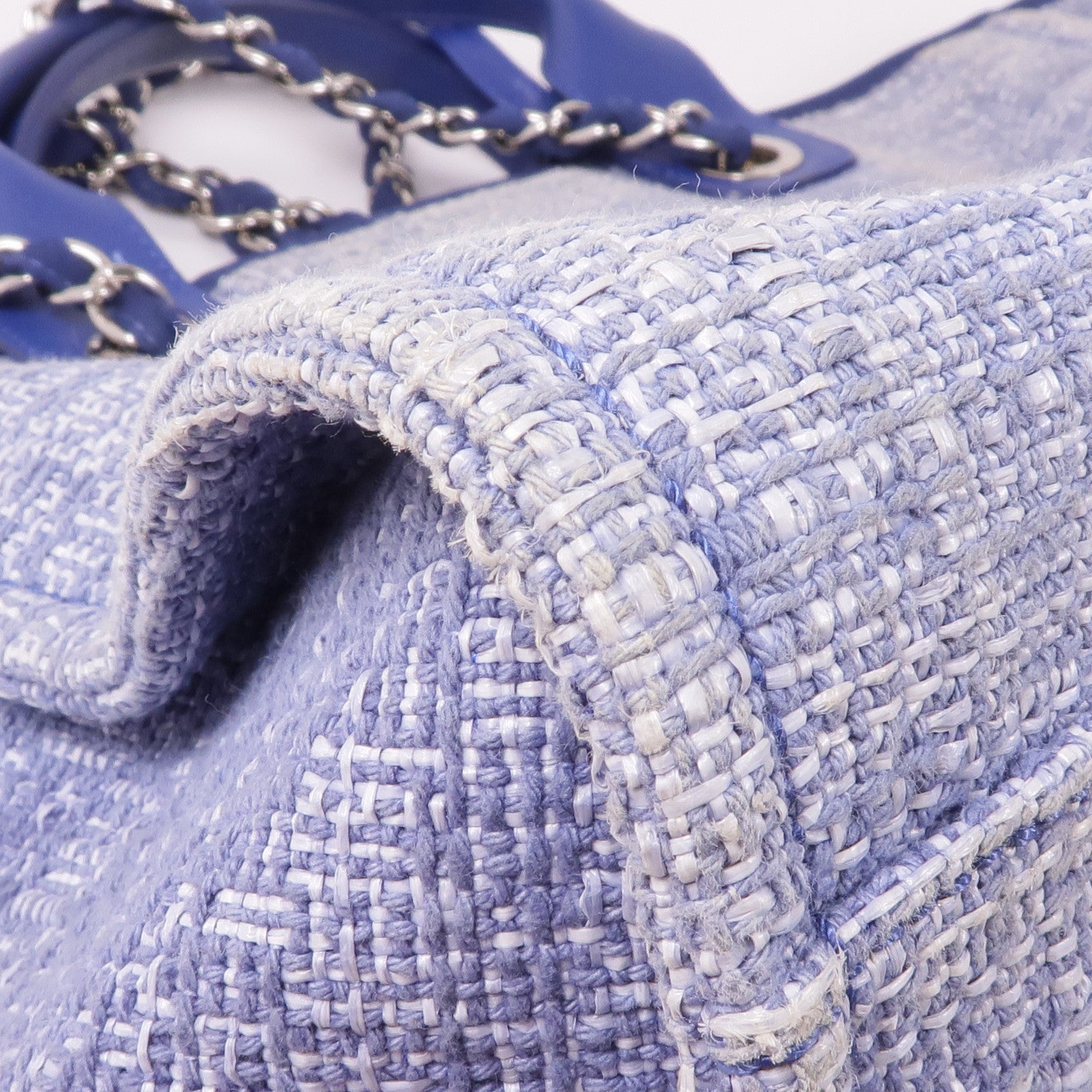 CHANEL 帆布Deauville Tote銀扣肩背袋