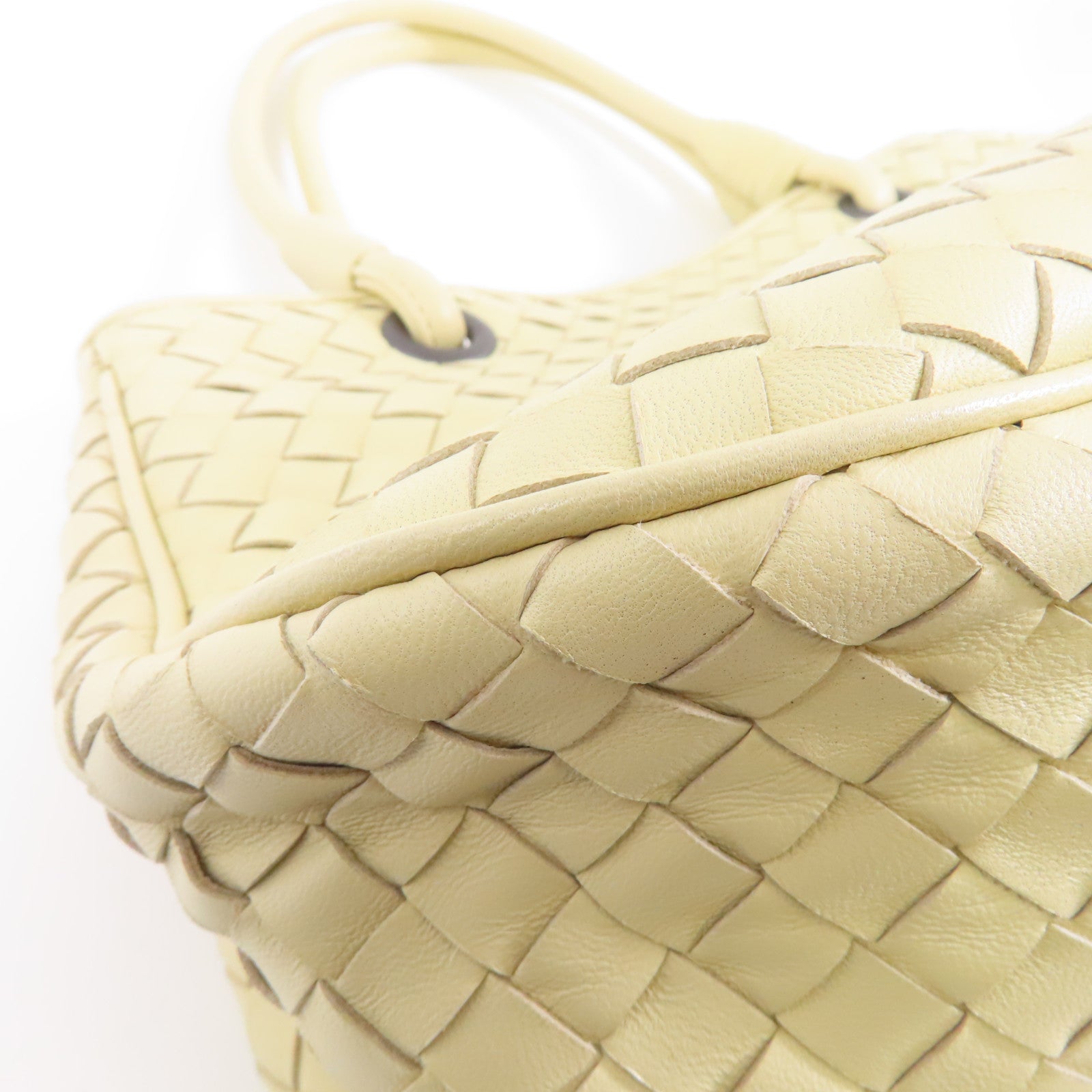 BOTTEGA VENETA 皮革Handbag銀扣手挽袋米色