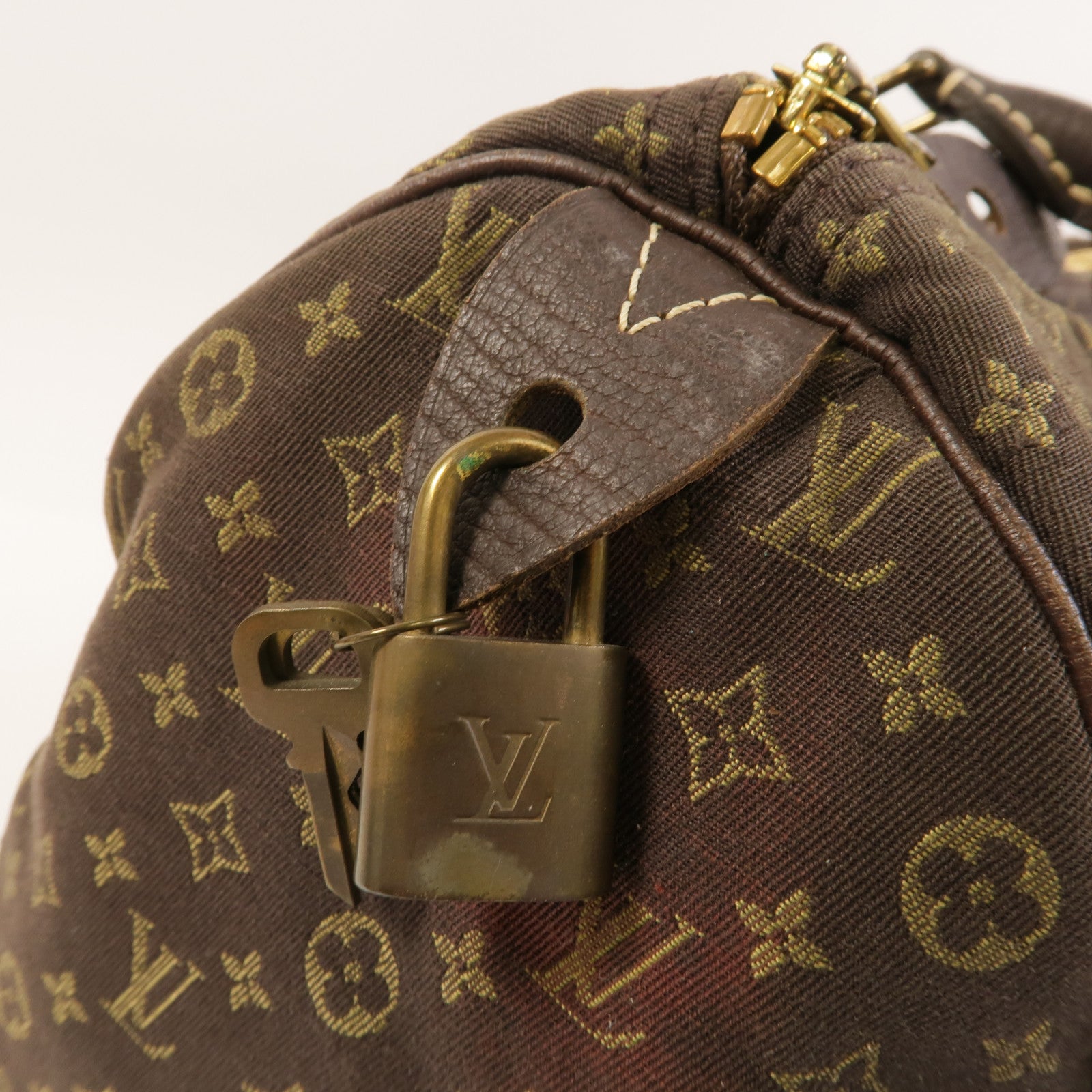 LOUIS VUITTON Monogram Mini Lin Speedy 30金扣手挽袋