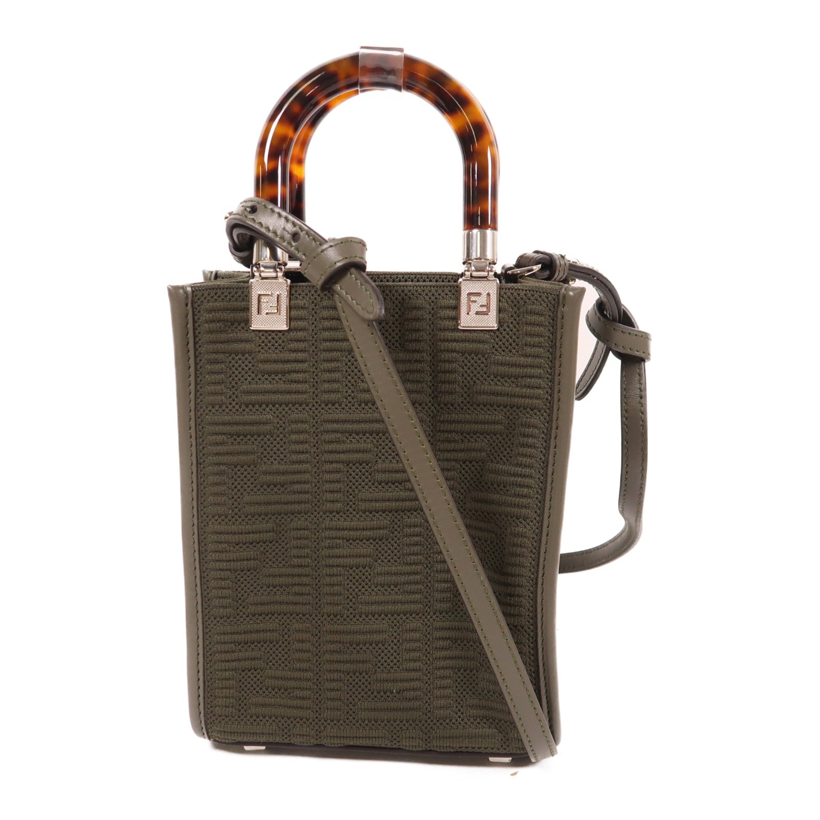 FENDI 針織布料Sunshin銀扣手挽肩背兩用袋