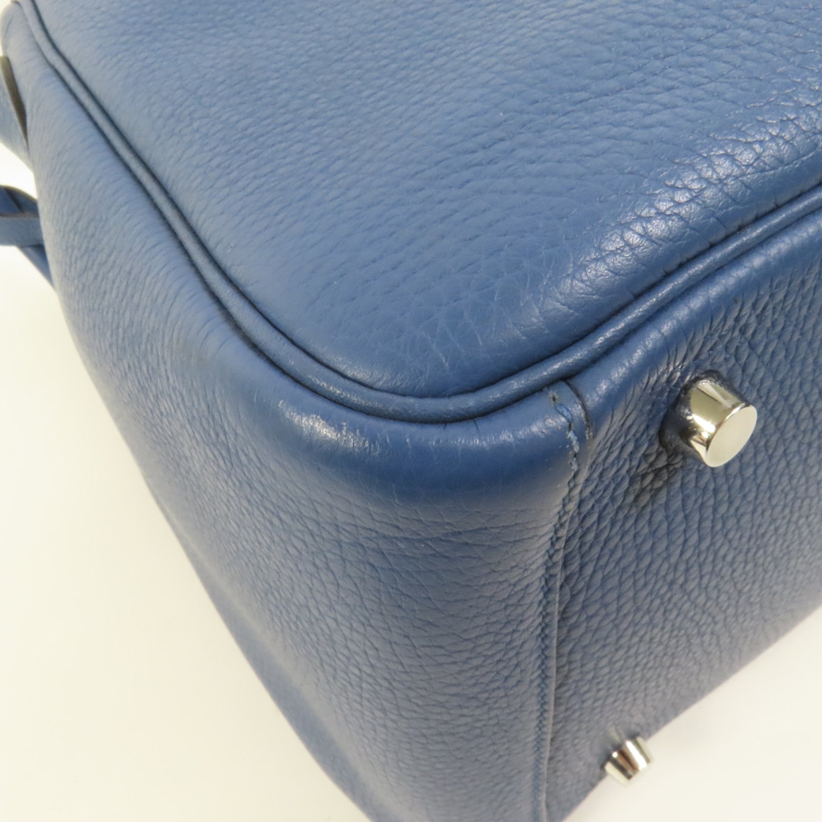 HERMES Clemence皮革Lindy 30銀扣手挽肩背兩用袋Blue