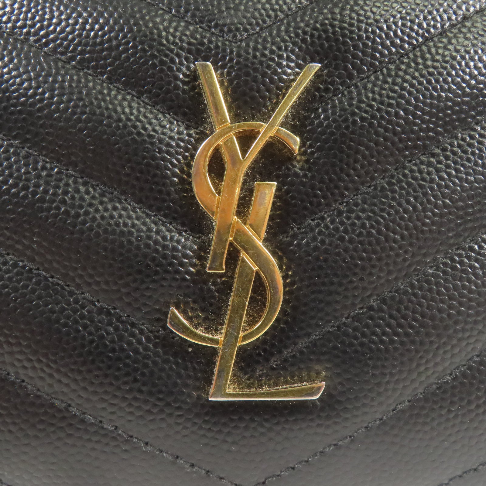 SAINT LAURENT YSL GHW Wallet Calfskin Leather Black