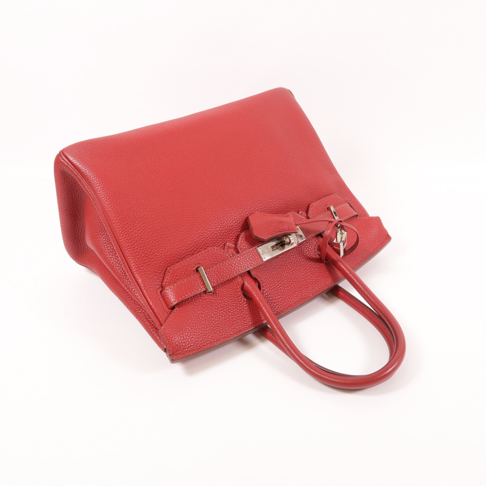 HERMES Togo皮革Birkin 30銀扣手挽袋Rouge Garance