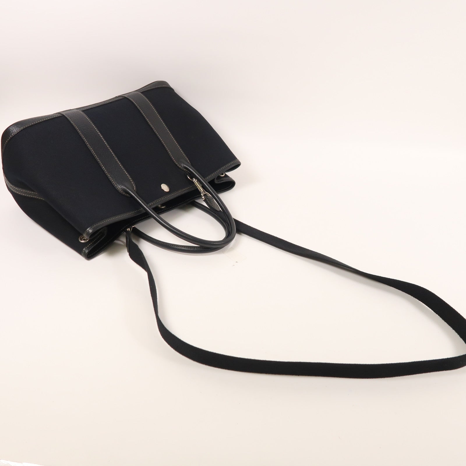 HERMES 帆布Garden Party TPM銀扣手挽肩背兩用袋