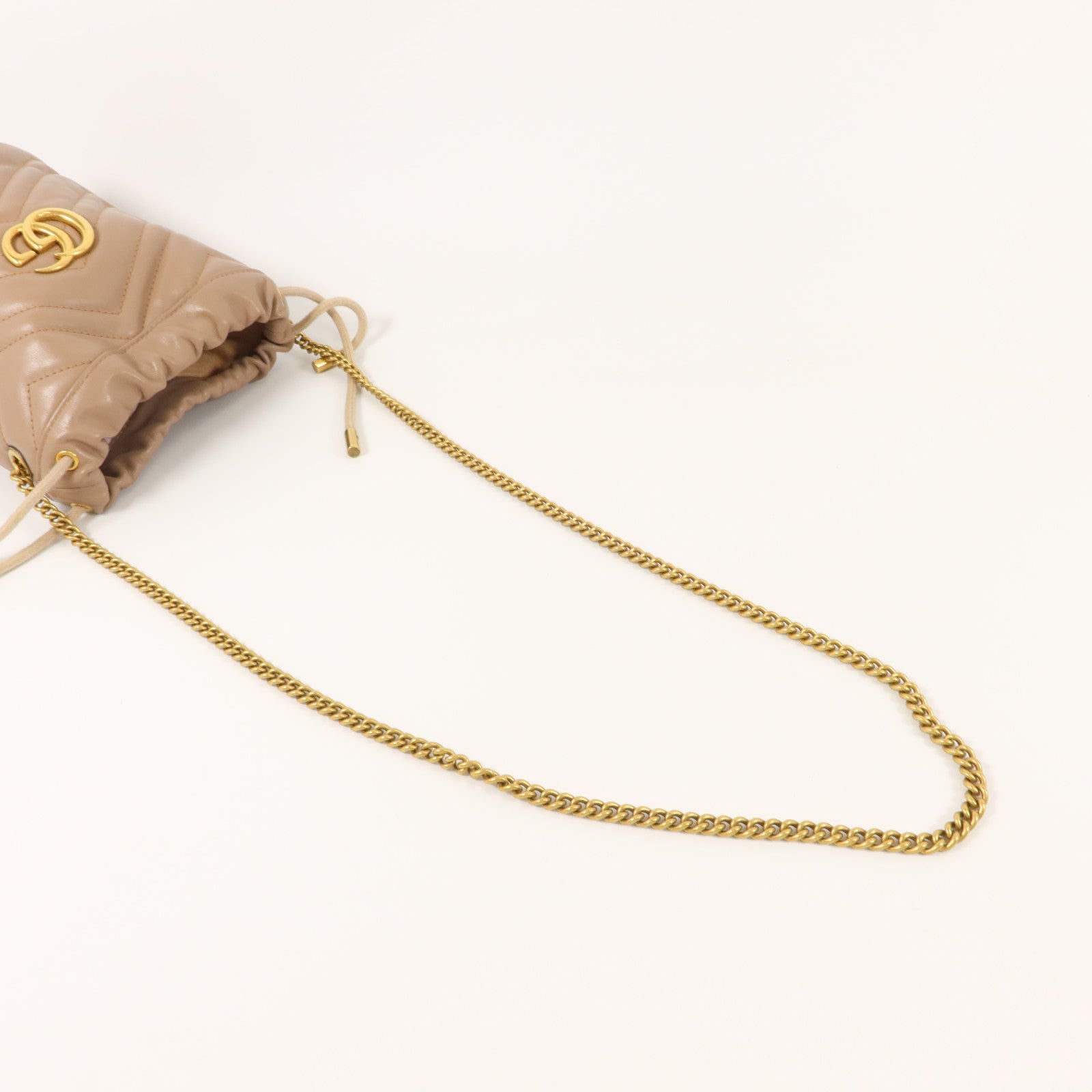 GUCCI 牛皮皮革GG Marmont Mini Bucket鏈帶肩背袋