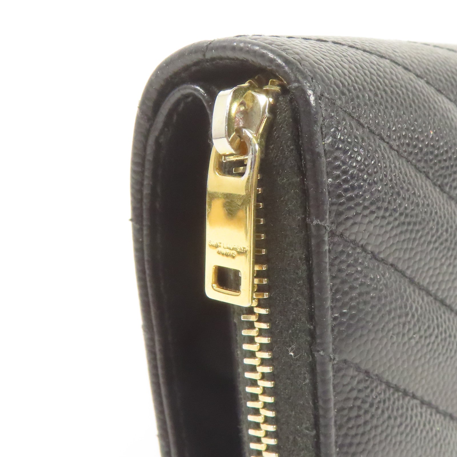 SAINT LAURENT YSL GHW Wallet Calfskin Leather Black