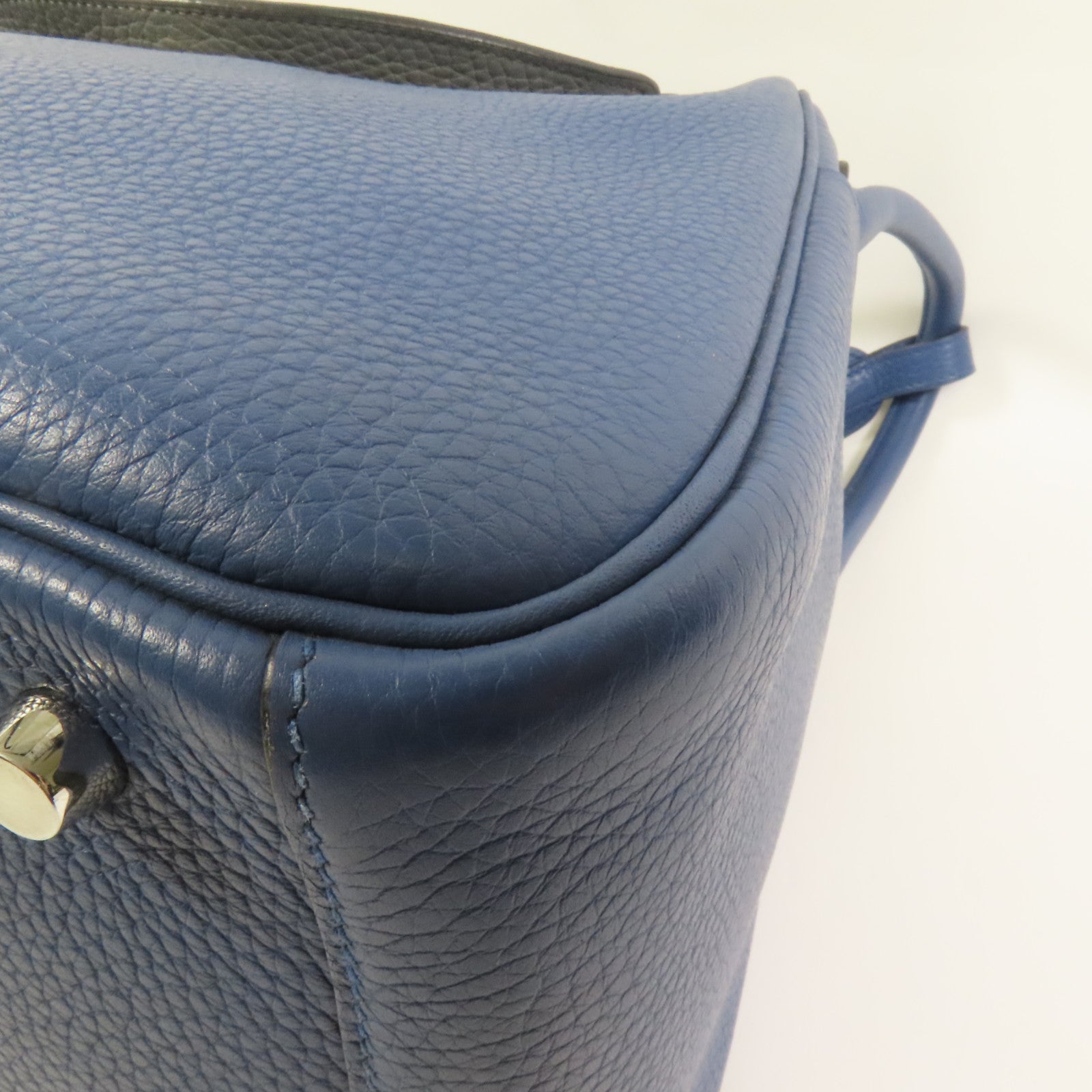 HERMES Clemence皮革Lindy 30銀扣手挽肩背兩用袋Blue