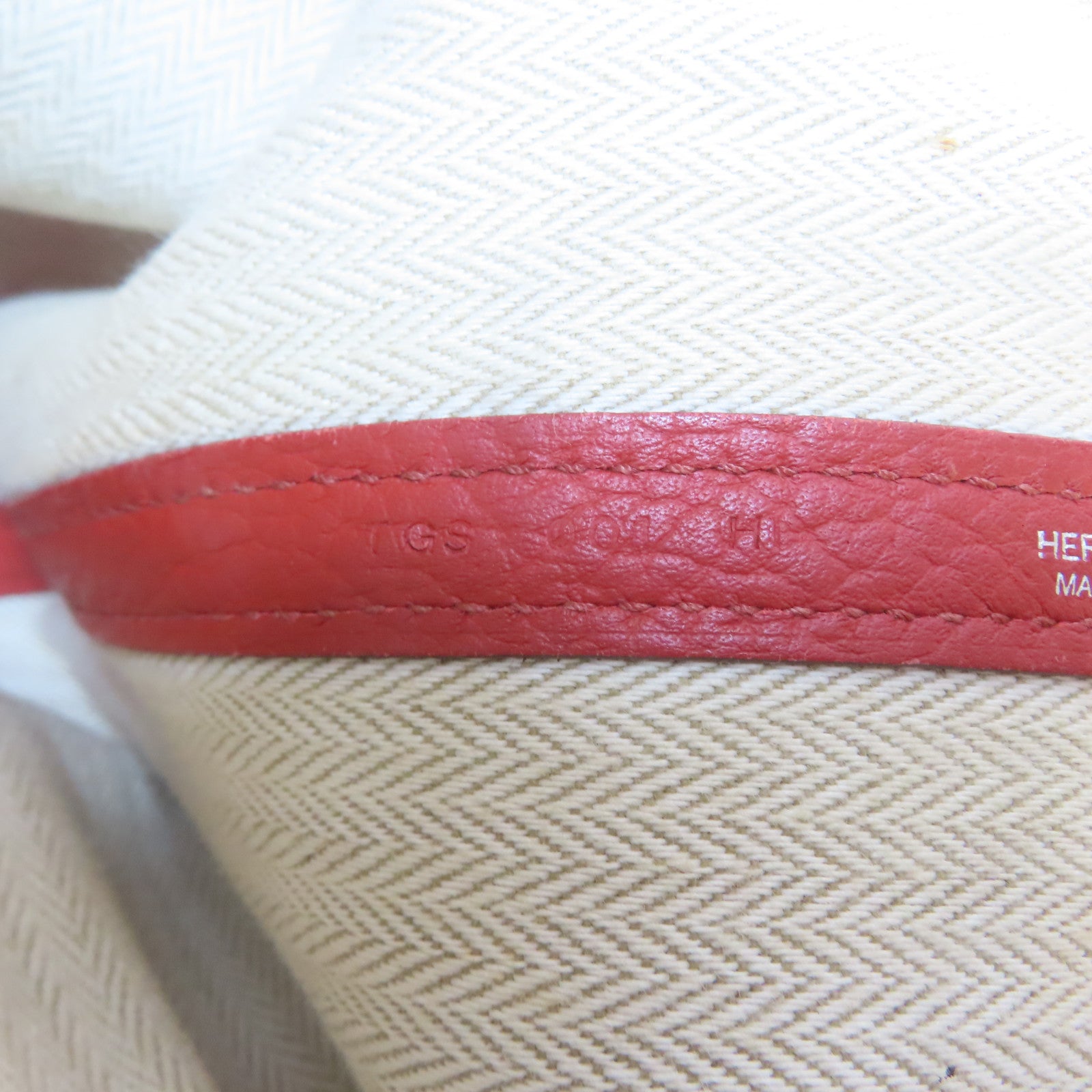 HERMES Clemence皮革Garden Party PM銀扣手挽袋橙色