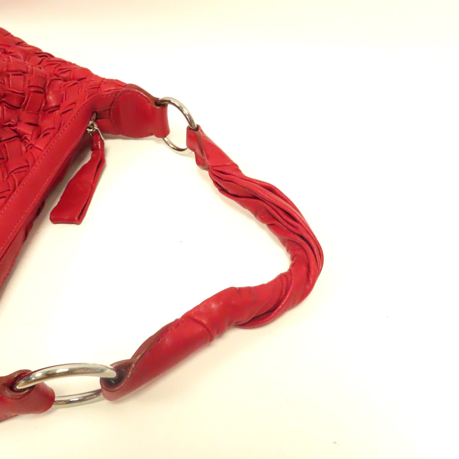 Miu Miu 【激減優惠】牛皮皮革Shoulder Bag銀扣肩背袋紅色