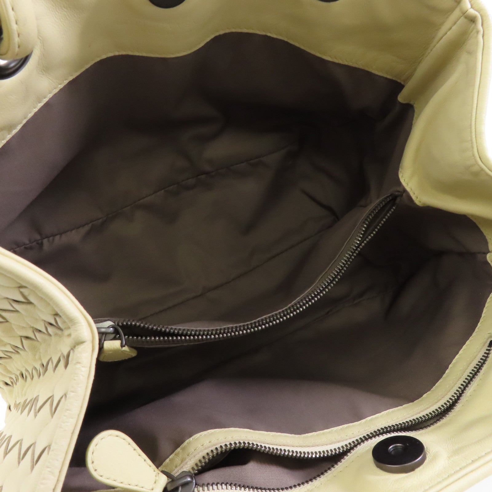 BOTTEGA VENETA 皮革Handbag銀扣手挽袋米色