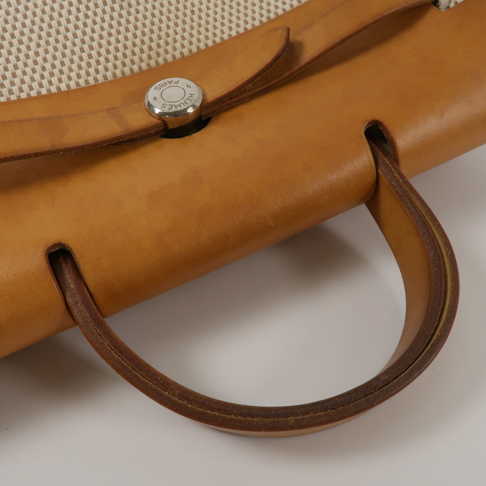 HERMES 帆布/Veau Hunter皮革Vintage Herbag Backpack背包Natural Sable
