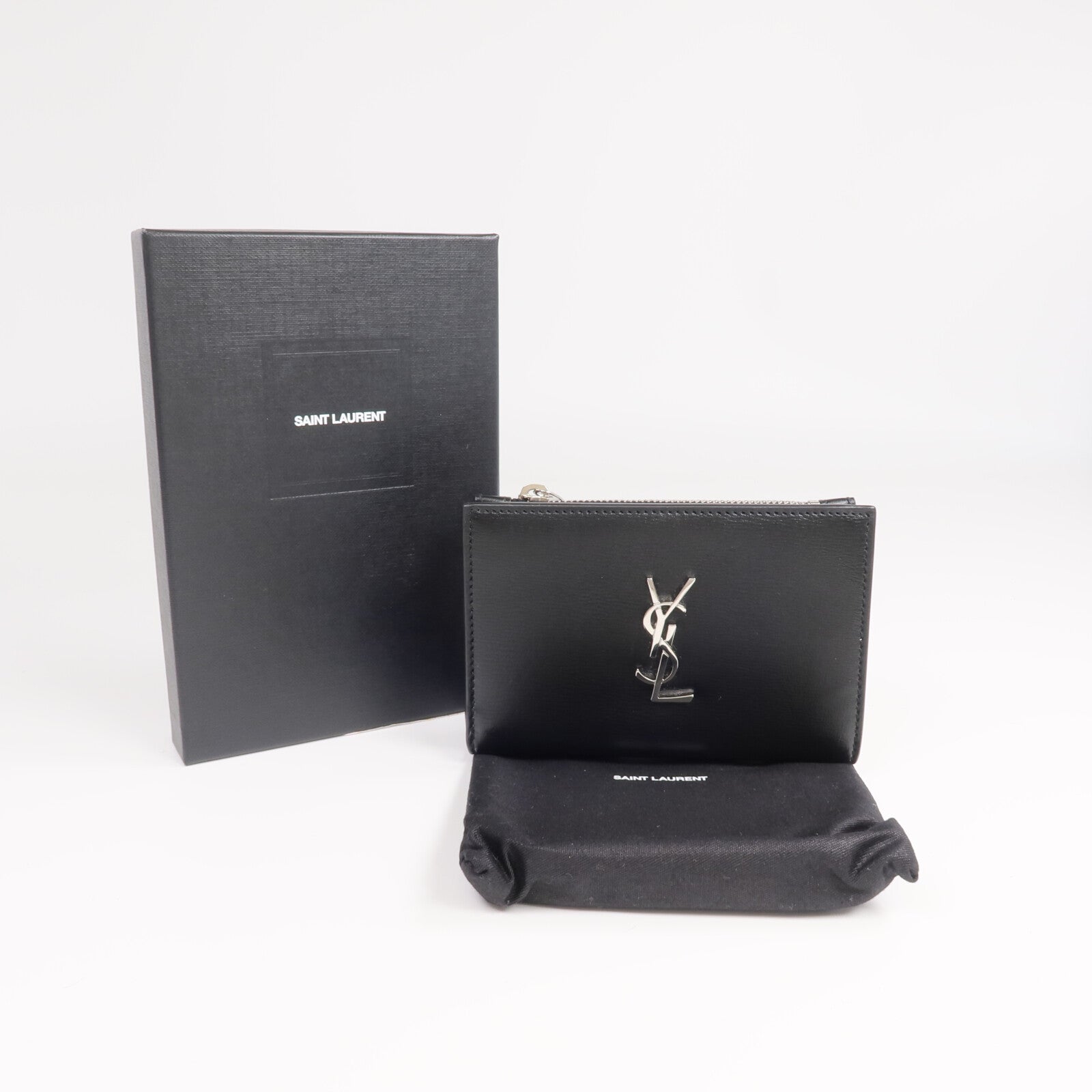 SAINT LAURENT 牛皮皮革Bi-fold Wallet銀扣錢包