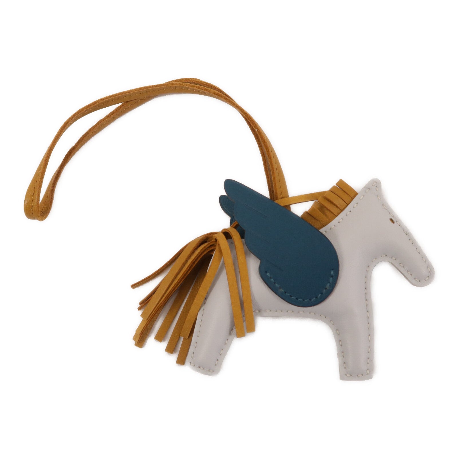 HERMES Milo/Swift皮革Rodeo Pegase PM掛飾Brume/Seasame/Bosph