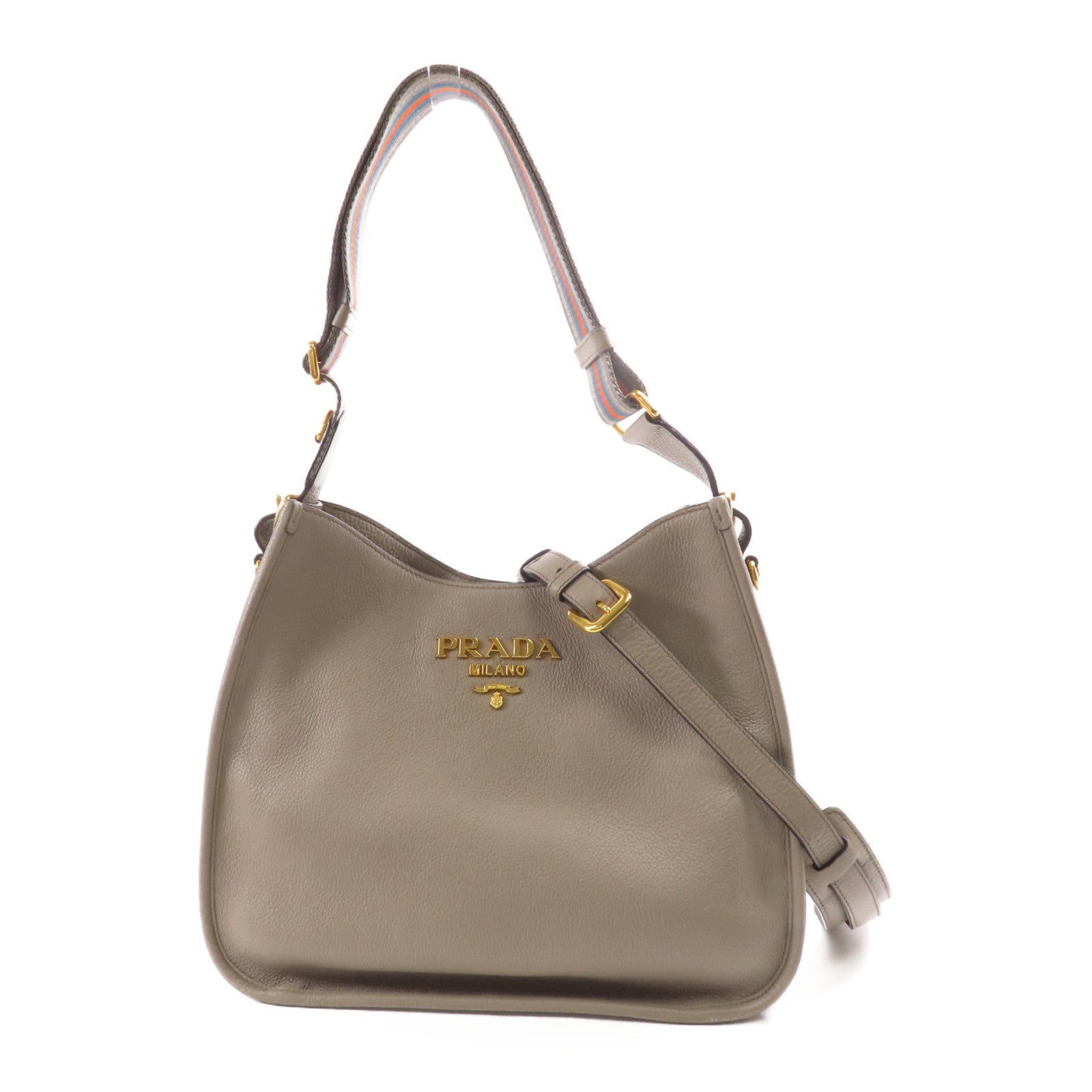 PRADA 牛皮皮革Shoulder Bag銀扣肩背袋