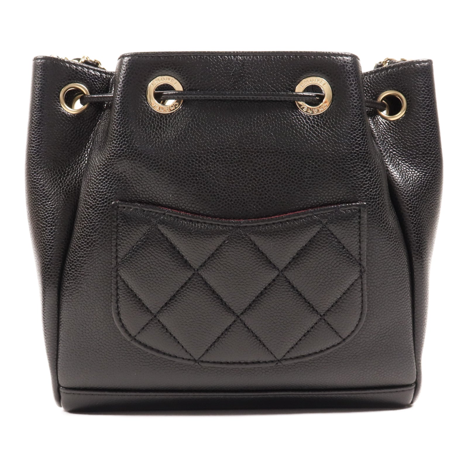 CHANEL 【激減優惠】牛皮皮革Bucket Bag金扣肩背袋