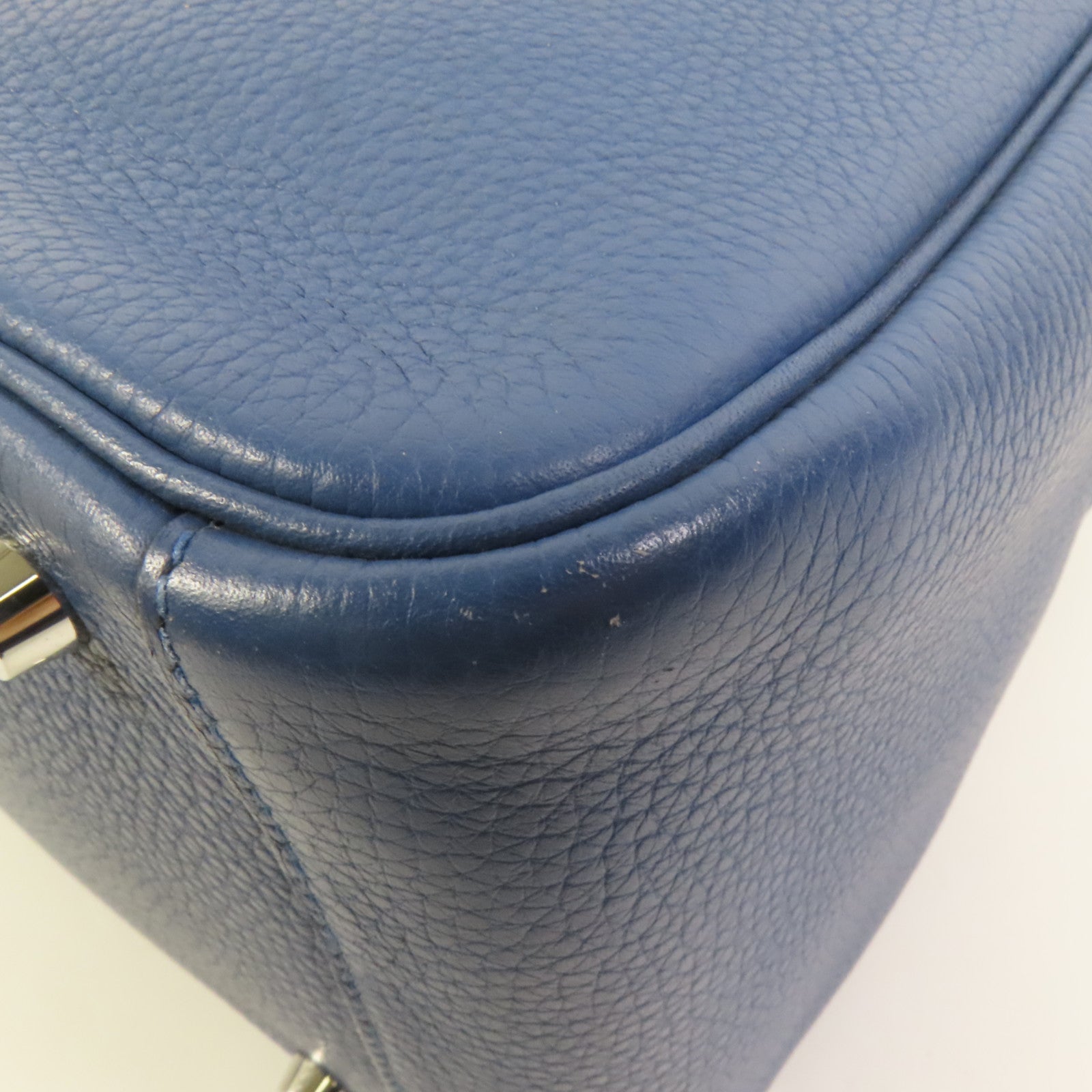 HERMES Clemence皮革Lindy 30銀扣手挽肩背兩用袋Blue