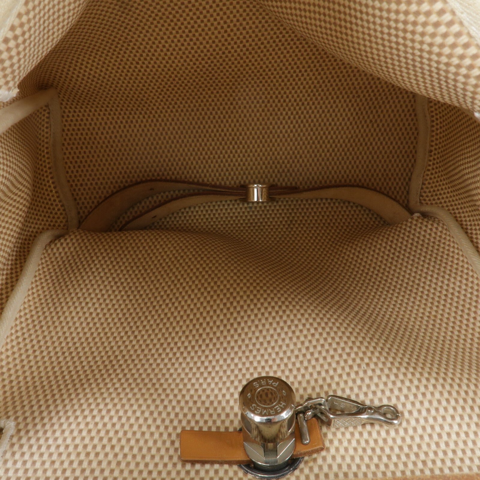 HERMES 帆布/Veau Hunter皮革Vintage Herbag Backpack背包Natural Sable