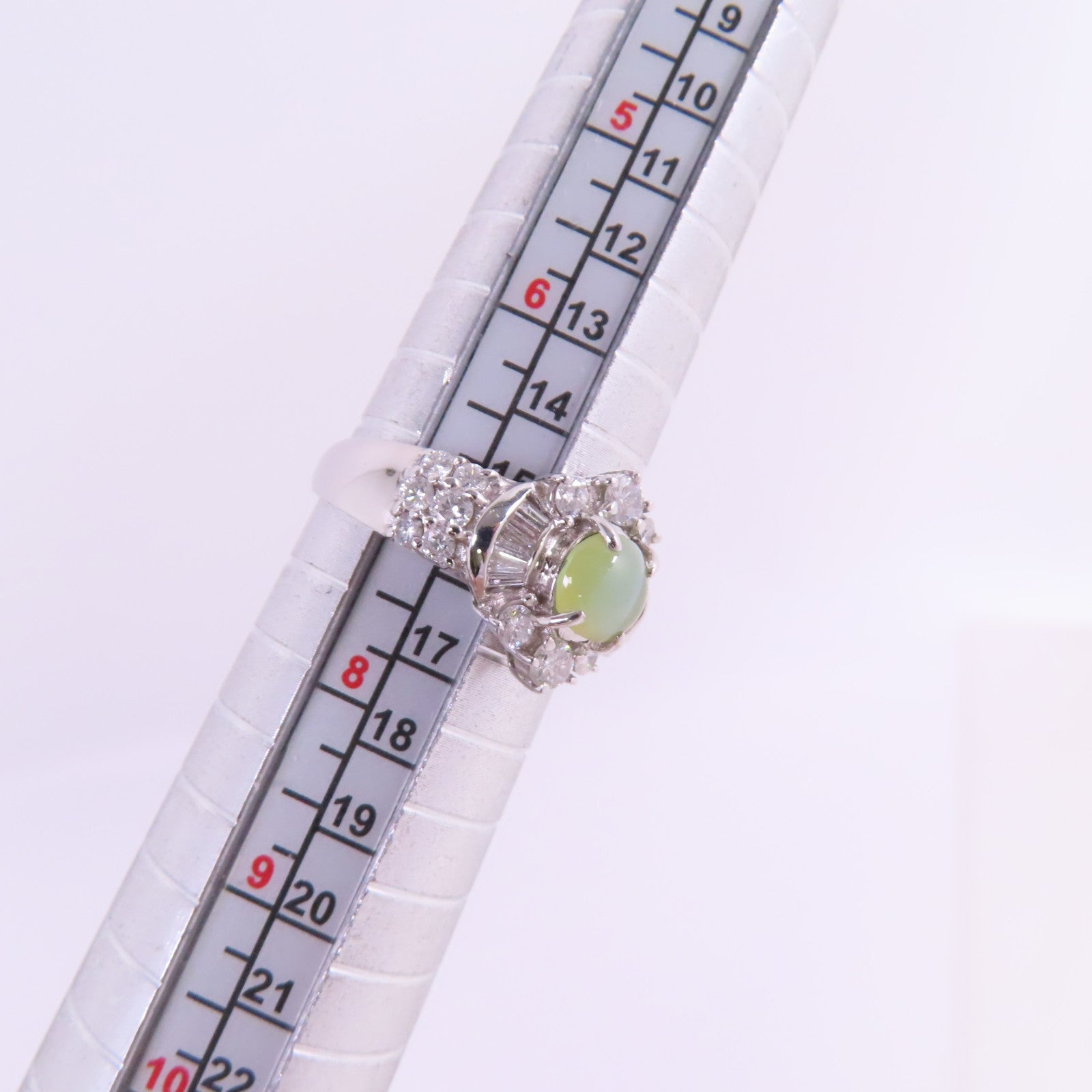 JEWELRY 【激減優惠】PT900鉑金/猫眼寶石/鑽石Cat's Eye Diamond Ring戒指US#7
