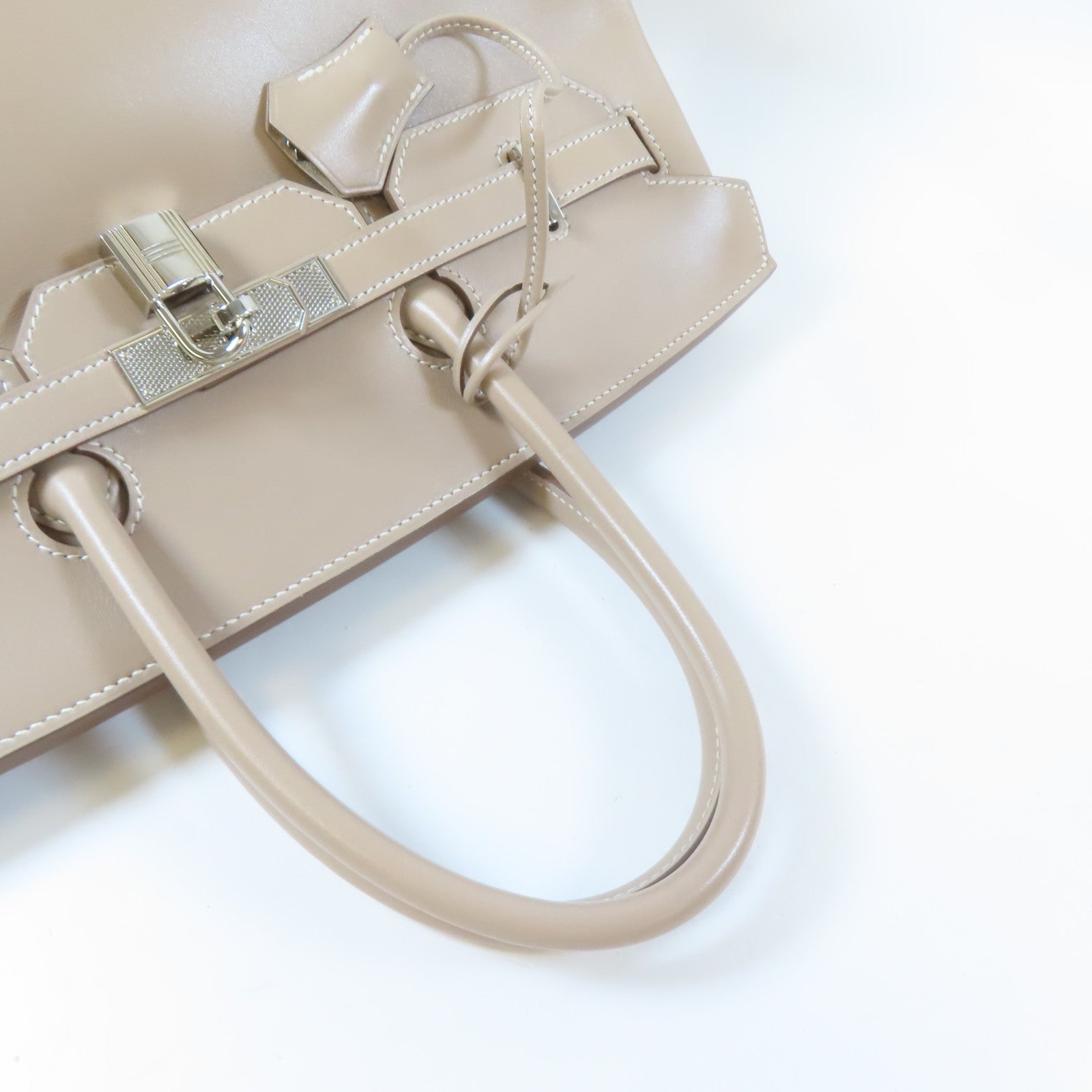 HERMES Swift皮革Birkin 35銀扣手挽袋米色