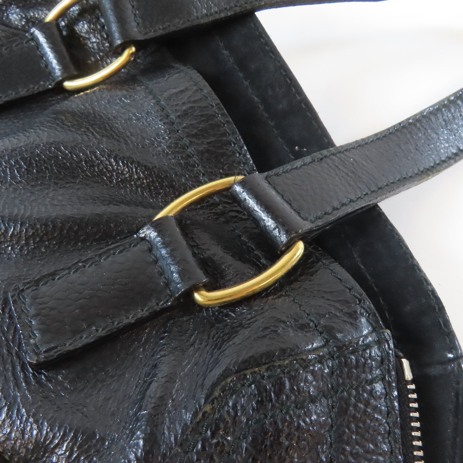 SAINT LAURENT 【激減優惠】牛皮皮革Hand Bag金扣肩背袋黑色