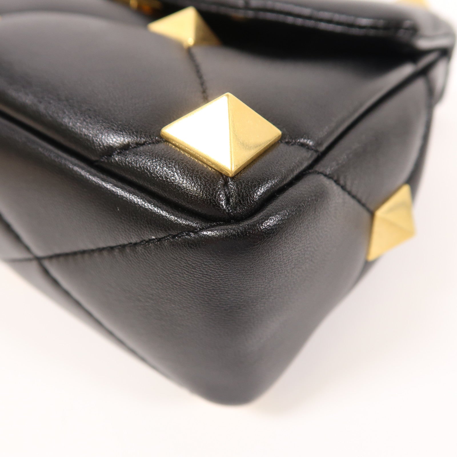 Valentino 皮革Roman Stud金扣手挽肩背兩用袋