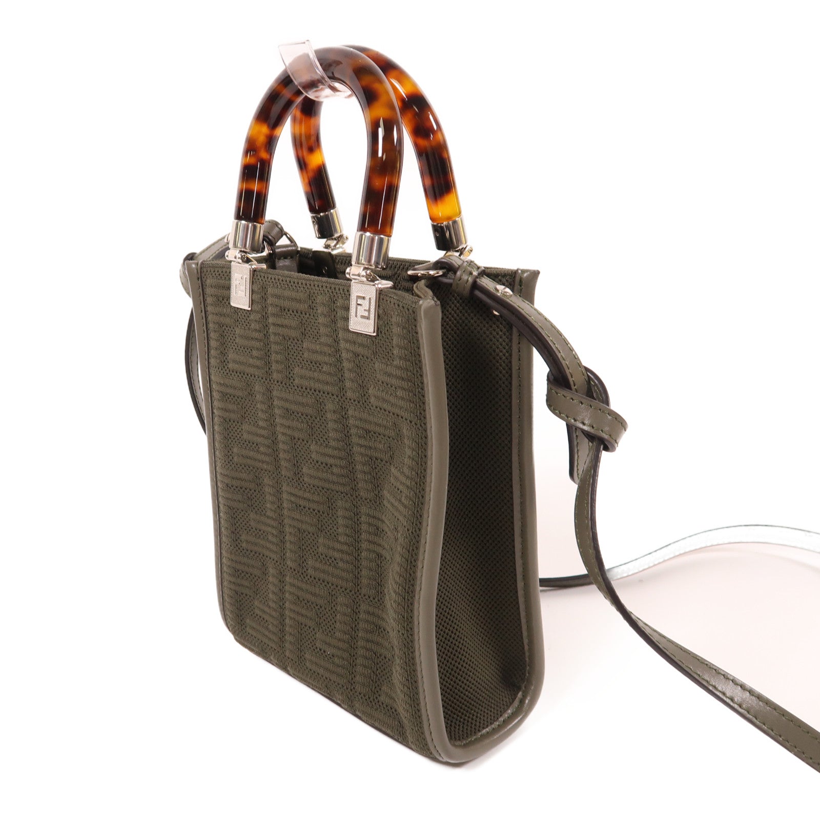 FENDI 針織布料Sunshin銀扣手挽肩背兩用袋