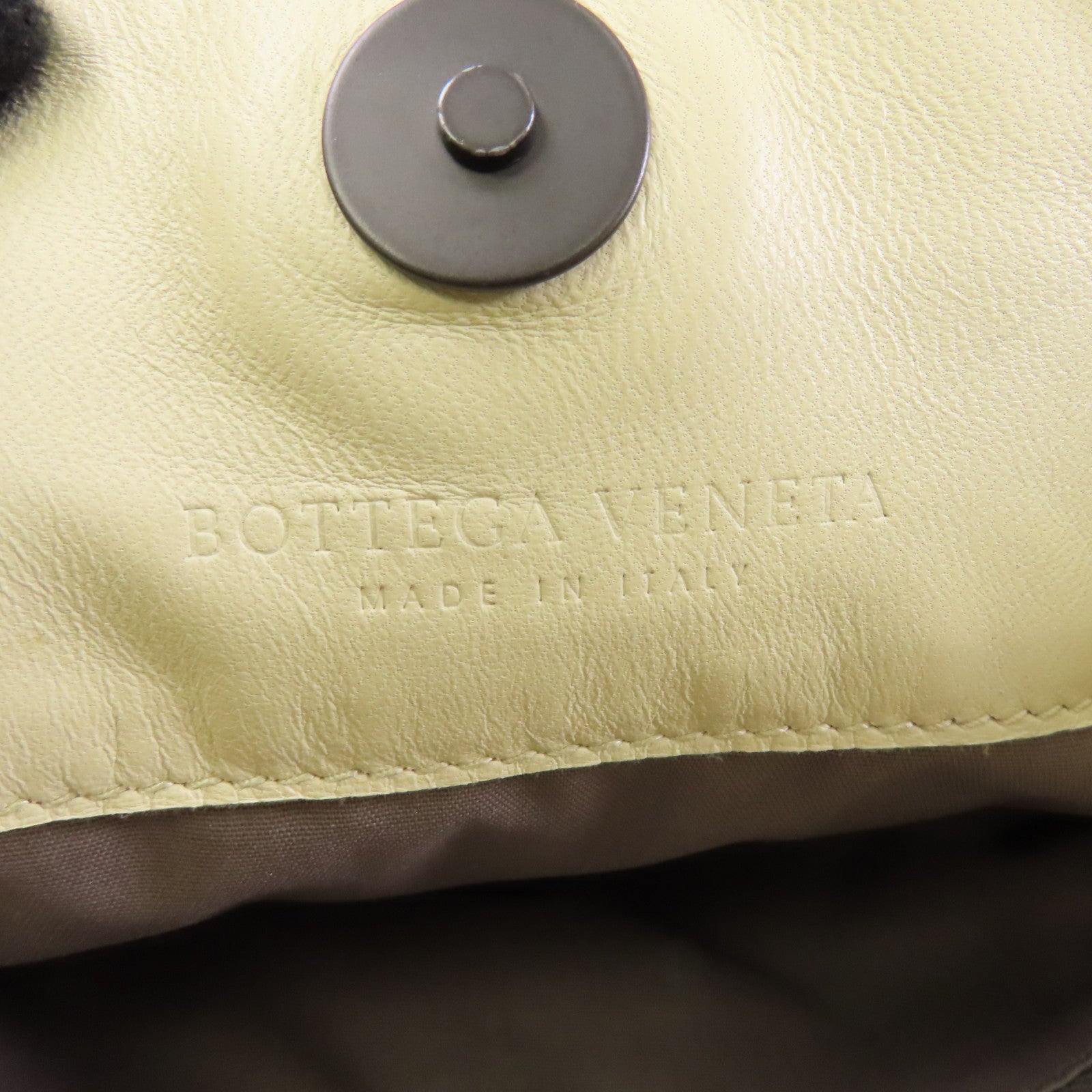 BOTTEGA VENETA 皮革Handbag銀扣手挽袋米色