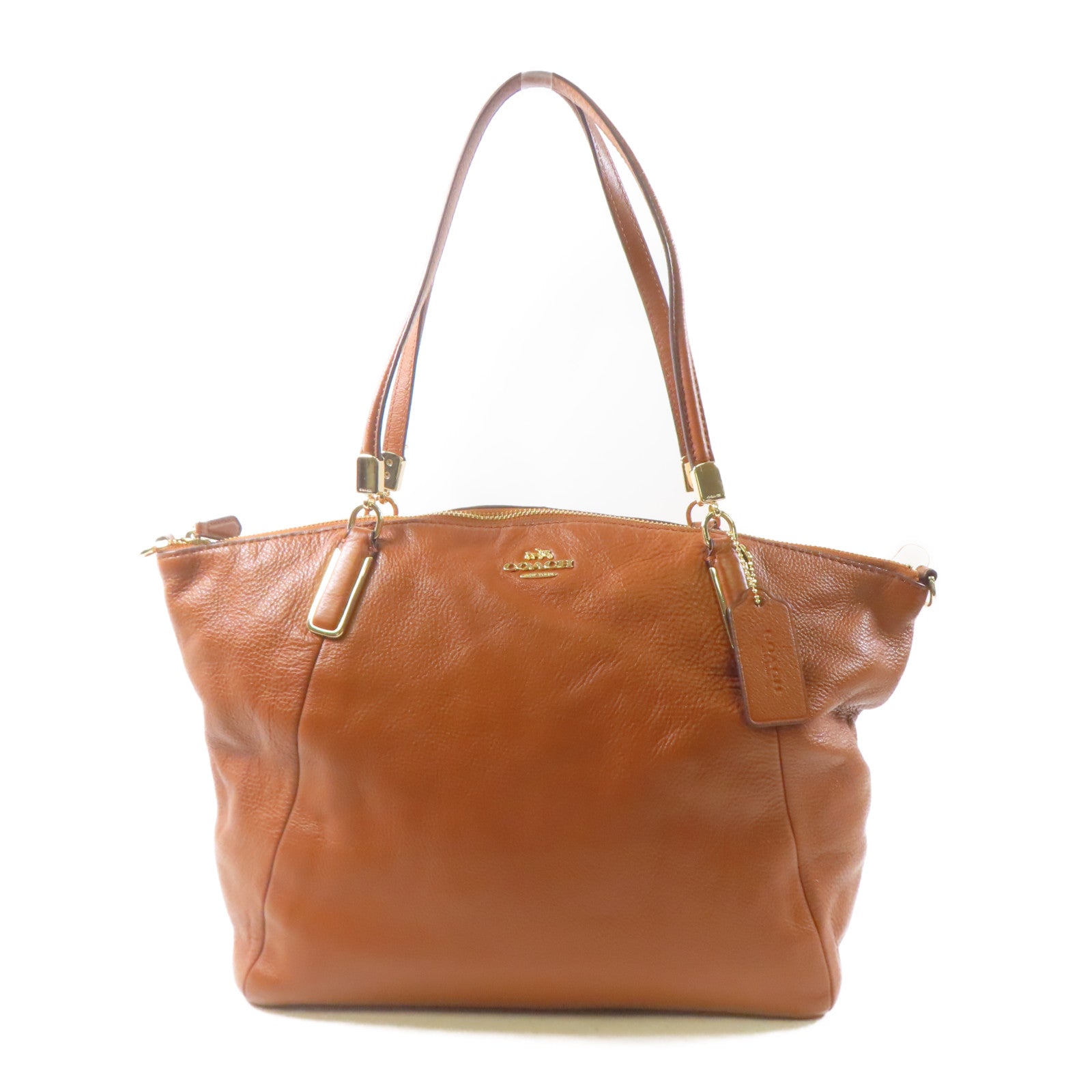 COACH 牛皮皮革Shoulder Bag金扣肩背袋棕色