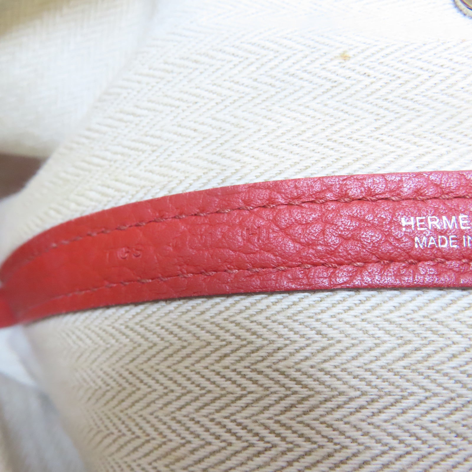 HERMES Clemence皮革Garden Party PM銀扣手挽袋橙色