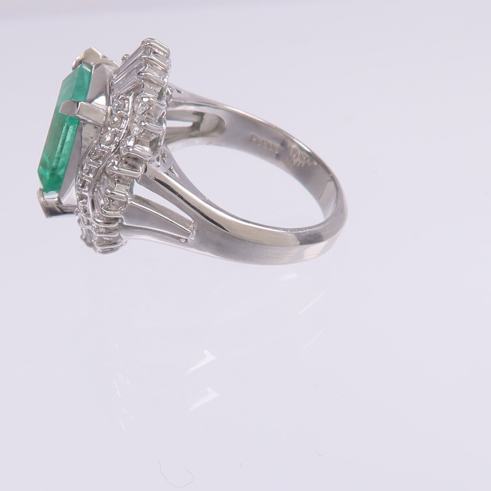 JEWELRY PT900鉑金Emerald Diamond Ring綠寶石/鑽石戒指US#4.75