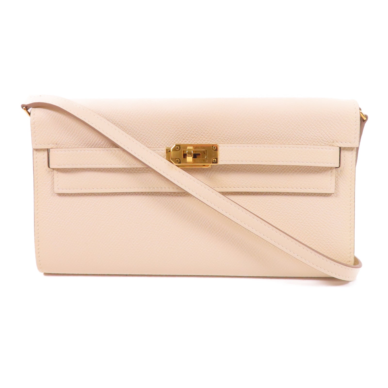 HERMES Epsom皮革Kelly To Go金扣肩背袋Craie