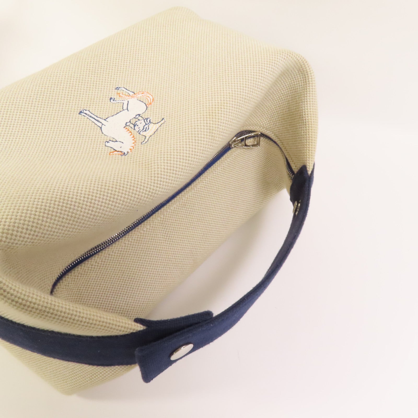 HERMES 帆布Bride A Brac Cabriole GM銀扣手挽袋