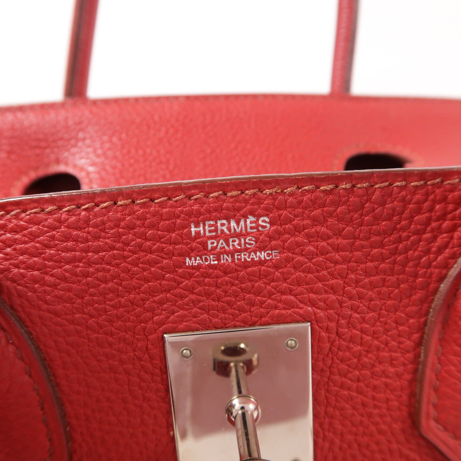 HERMES Togo皮革Birkin 30銀扣手挽袋Rouge Garance