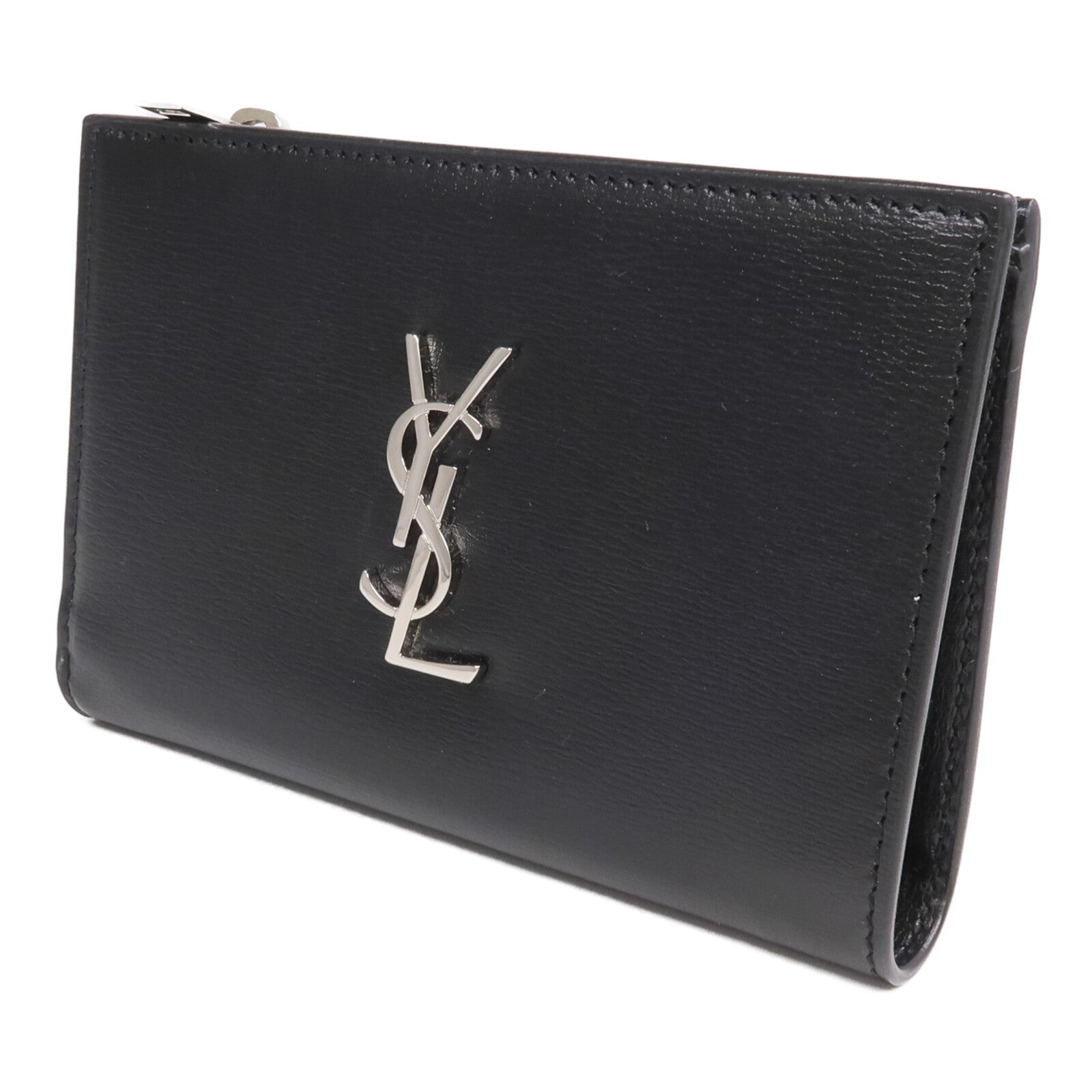SAINT LAURENT 牛皮皮革Bi-fold Wallet銀扣錢包