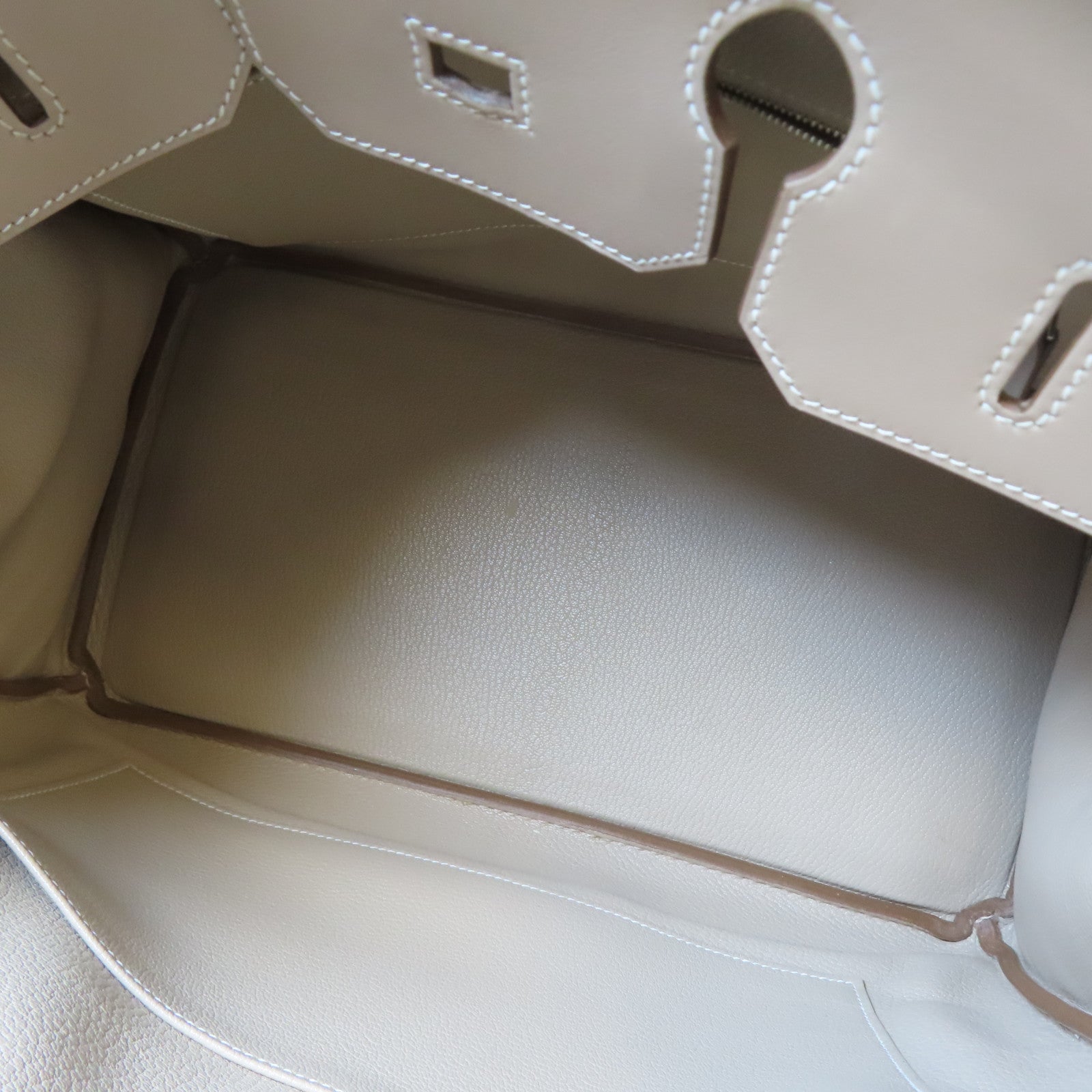 HERMES Swift皮革Birkin 35銀扣手挽袋米色