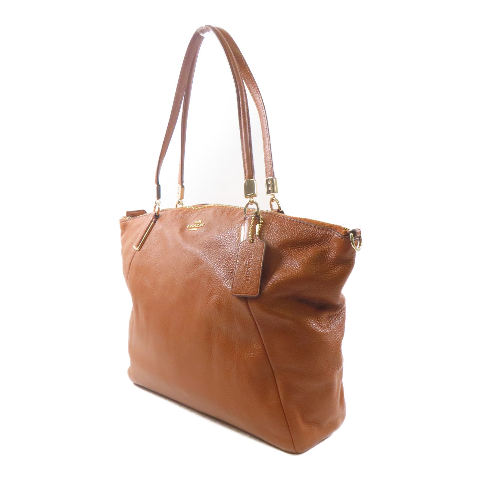 COACH 牛皮皮革Shoulder Bag金扣肩背袋棕色