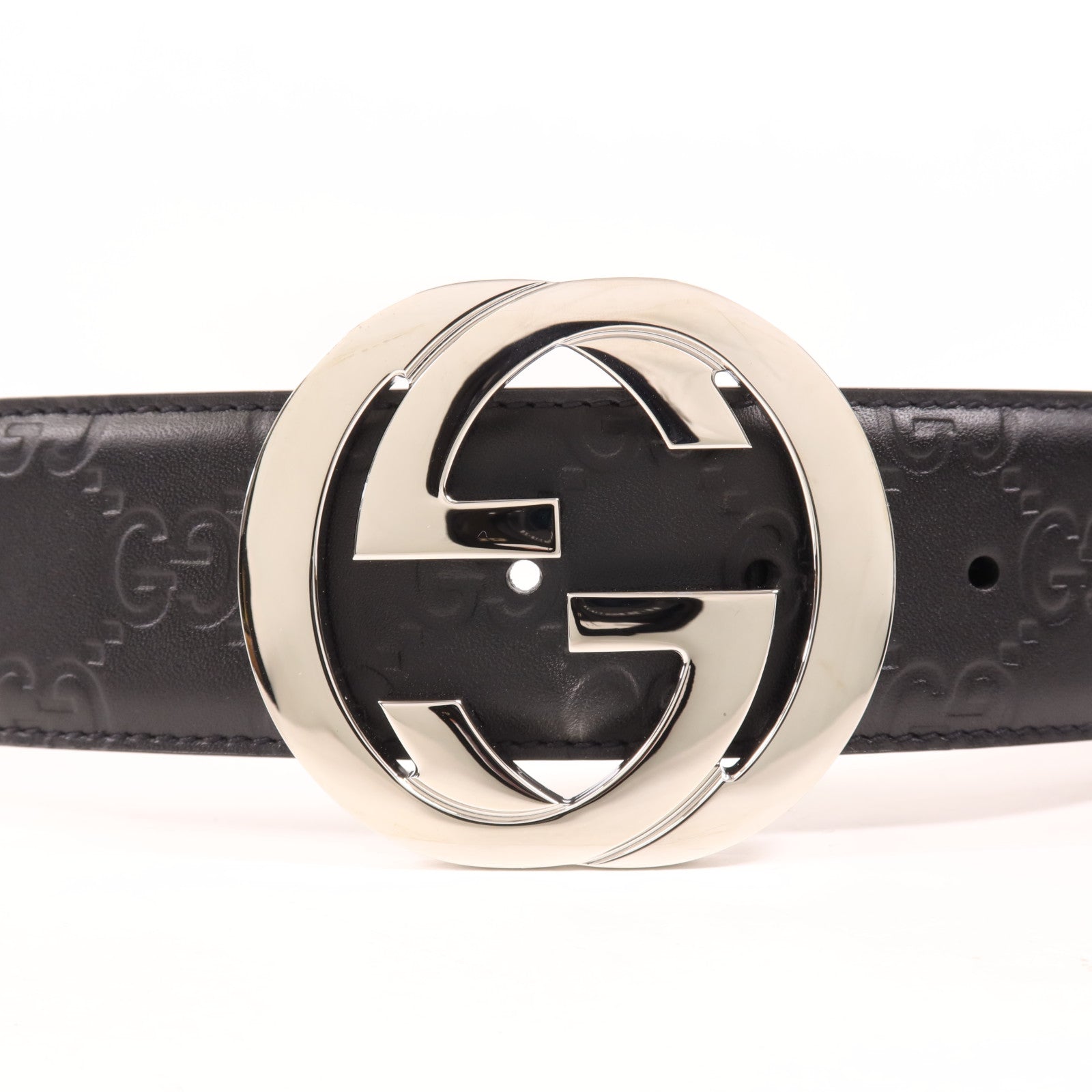 GUCCI 牛皮皮革Belt銀扣皮帶