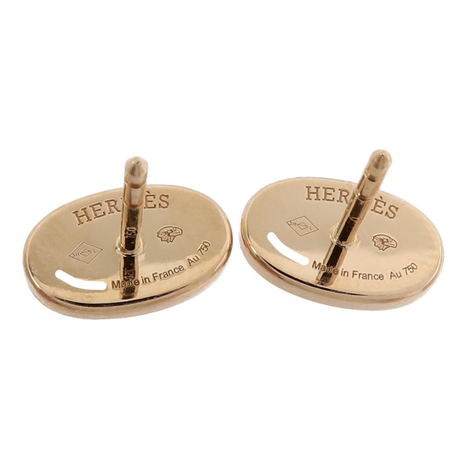 HERMES 18K玫瑰金Chaine Dancre Verso Earrings鑽石耳環