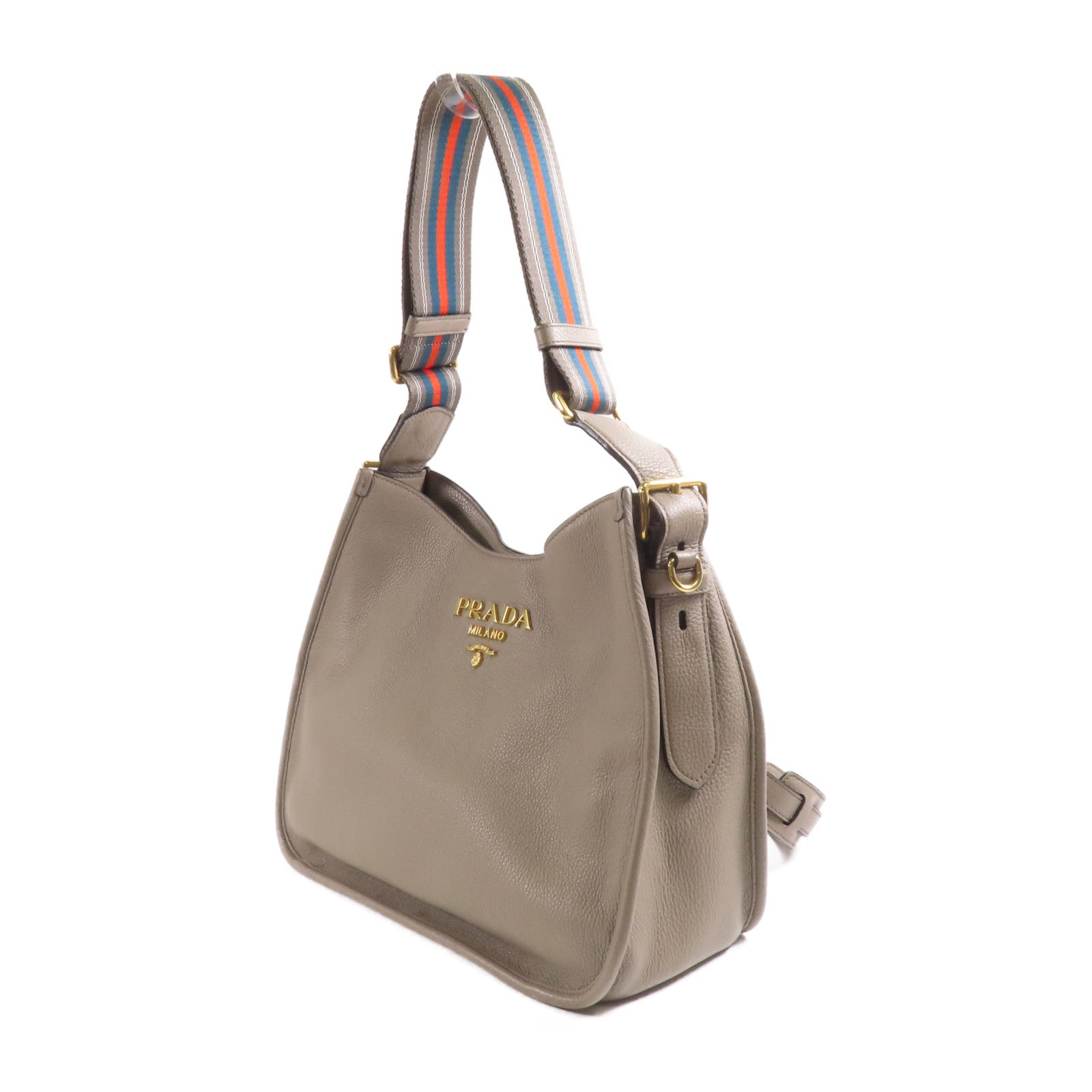 PRADA 牛皮皮革Shoulder Bag銀扣肩背袋