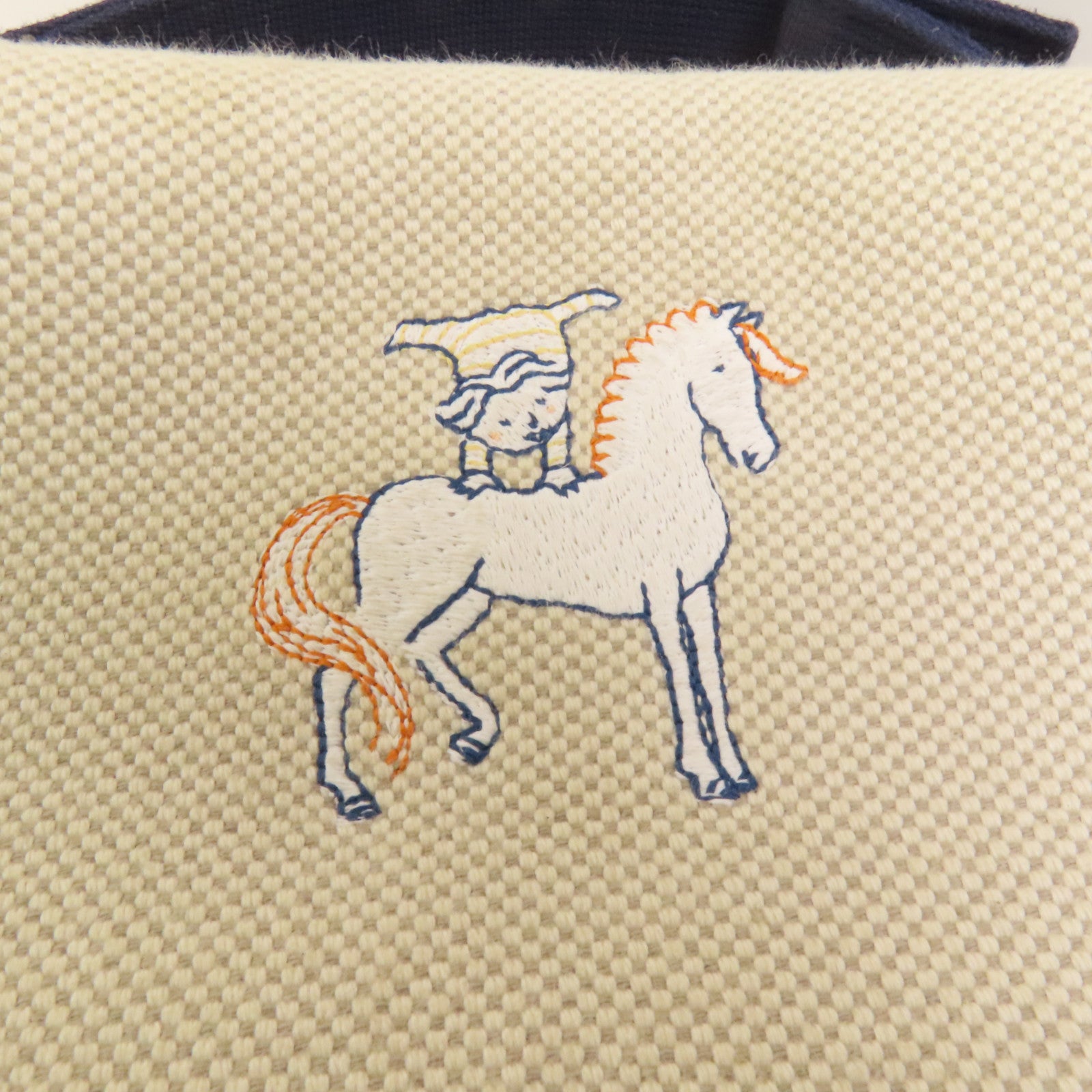 HERMES 帆布Bride A Brac Cabriole GM銀扣手挽袋